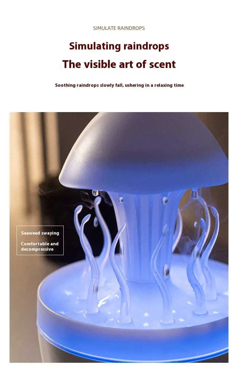 Color-Changing Jellyfish Aroma Diffuser & Humidifier – Rotating Water Drop Night Lamp