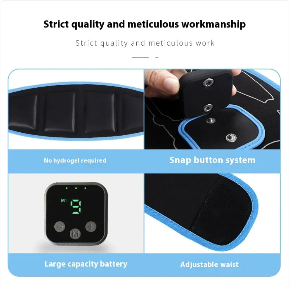 Rechargeable EMS Abs Trainer Belt – Core Muscle Stimulator & Massage