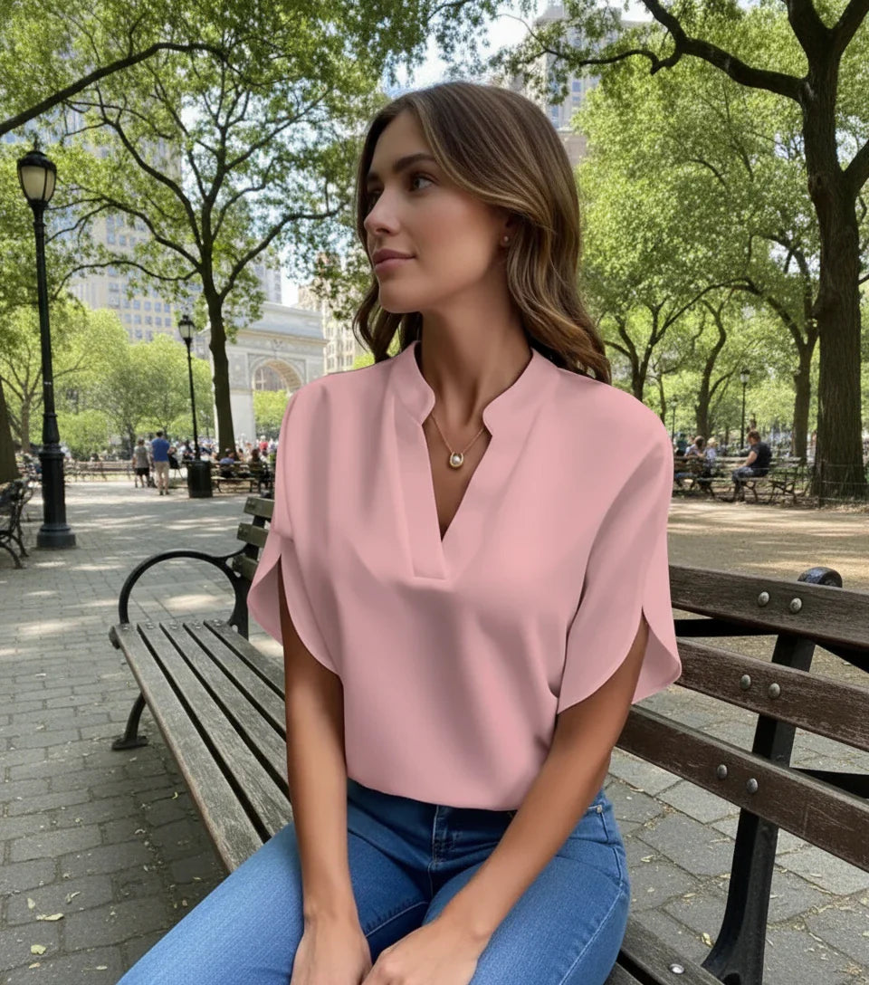 Timeless V-Neck Blouse – Short Sleeve Top
