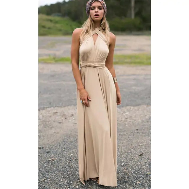 Versatile Wrap Maxi Dress for Women – Elegant Convertible Styling