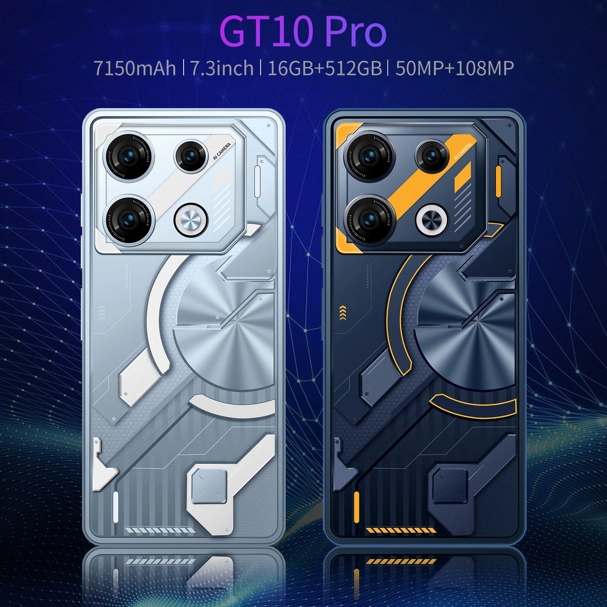 2025 New Version GT10 Pro Smartphones Deca Core 6.5inch 48+108mp Camera Android Mobile Phone Above 8000mah Nfc 65w Quick