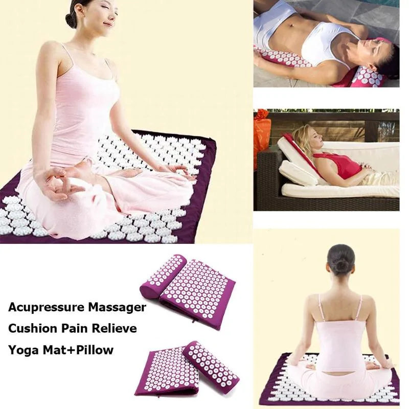 Acupressure Massage Yoga Mat & Pillow Set – Relaxation & Back Tension Relief