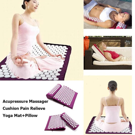 Acupressure Massage Yoga Mat & Pillow Set – Relaxation & Back Tension Relief