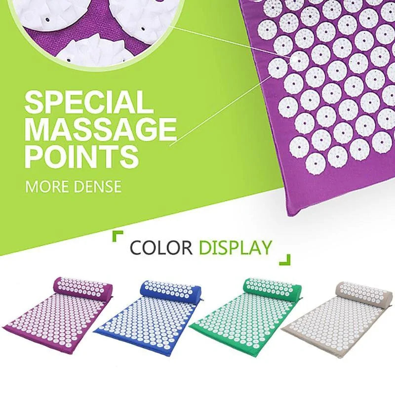 Acupressure Massage Yoga Mat & Pillow Set – Relaxation & Back Tension Relief