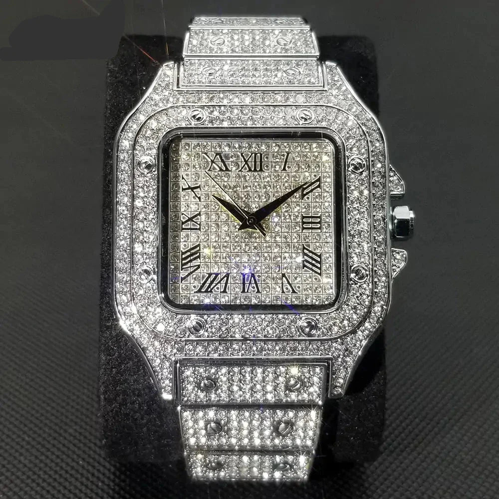 Swiss Geneva Diamond Watch – Stainless Steel Quartz Luxury Timepiece