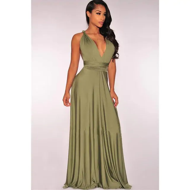 Versatile Wrap Maxi Dress for Women – Elegant Convertible Styling