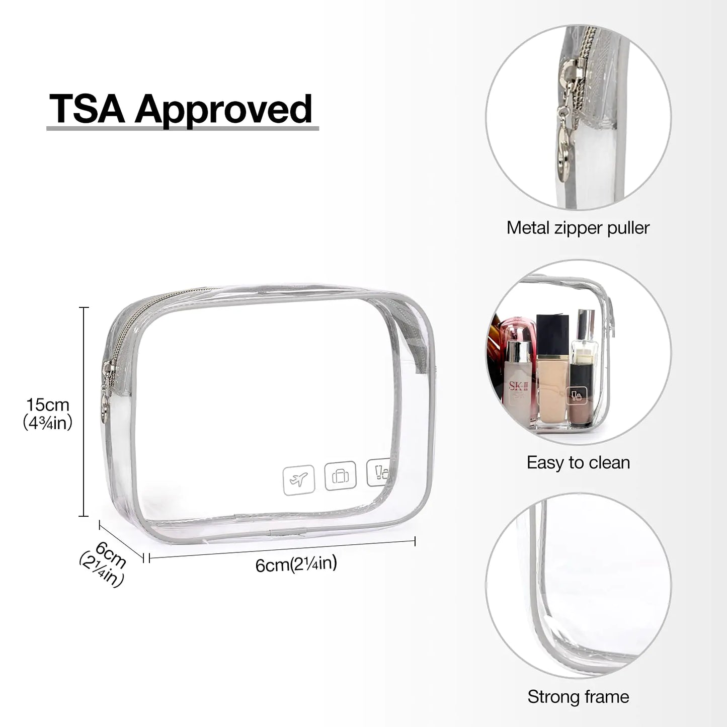 BAGSMART Toiletry Bag Hanging Travel Makeup Organizer with TSA Approved Transparent Cosmetic Bag Makeup Bag for Full Sized Toiletries, Medium-Grey Standard Grey