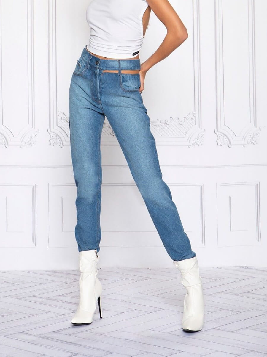 JEANS COM CORTE NA CINTURA