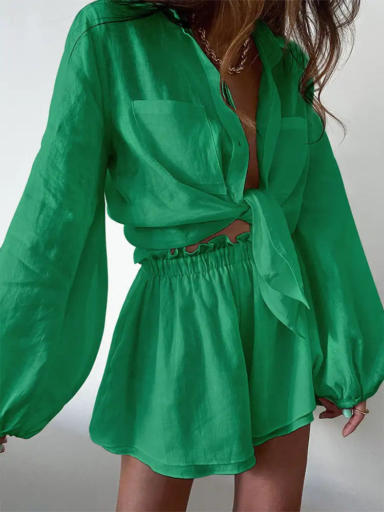 Linen Shirt and Shorts Set