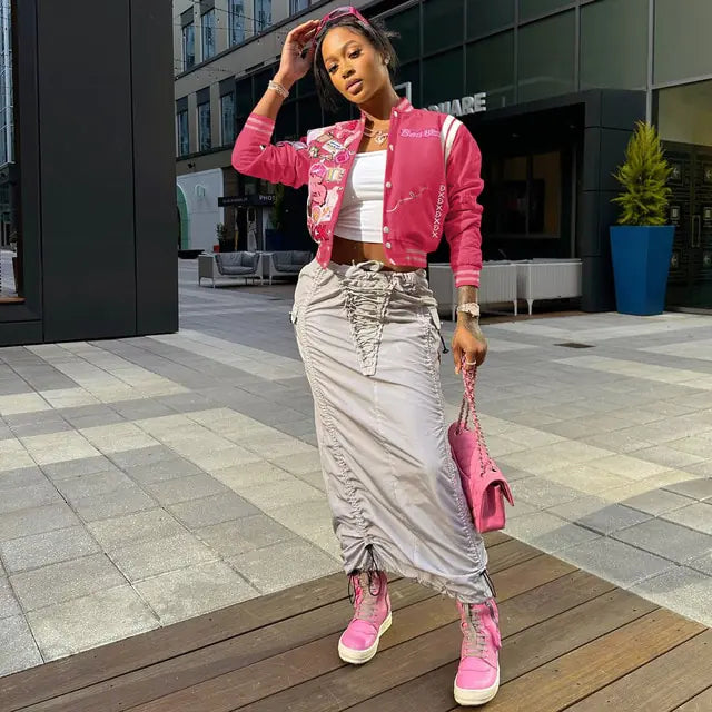 Women's Embroidered Baseball Jacket