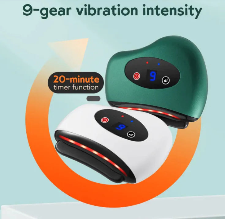 Heated Vibrating Gua Sha Tool – Electric Face & Neck Lifting Massage Stone