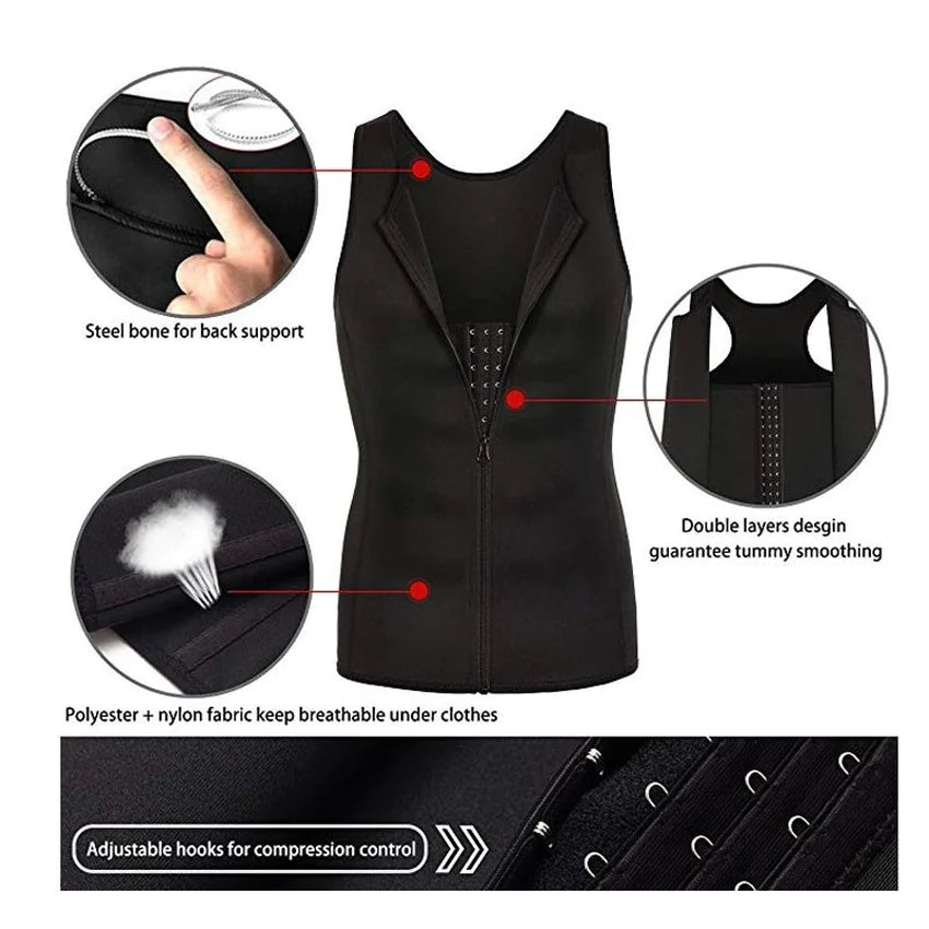 Men’s Sauna Compression Vest – Slimming Waist Trainer & Posture Support