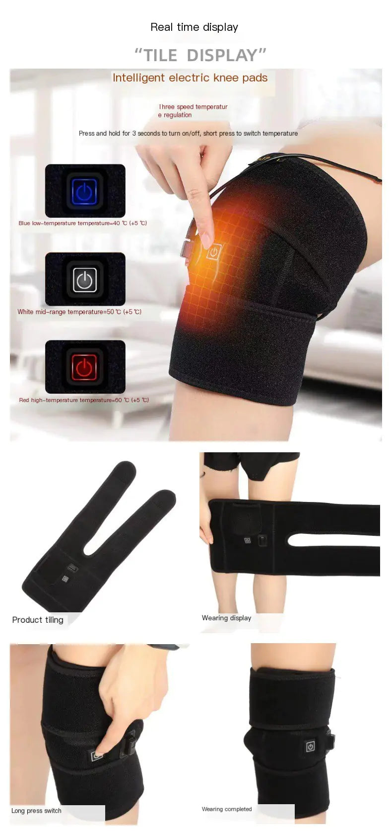 Smart USB Heated Knee Pads – Adjustable Warming Brace for Pain Relief & Cold Weather Comfort