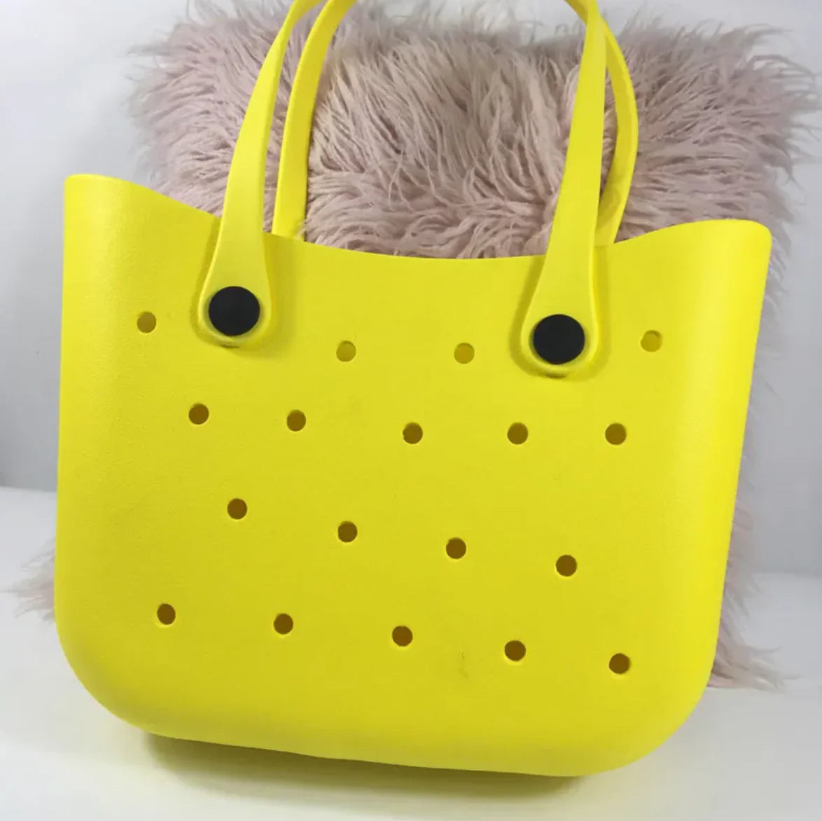 Candy Color PU Tote Handbag – Women’s Floral Lined Shopping & Beach Bag