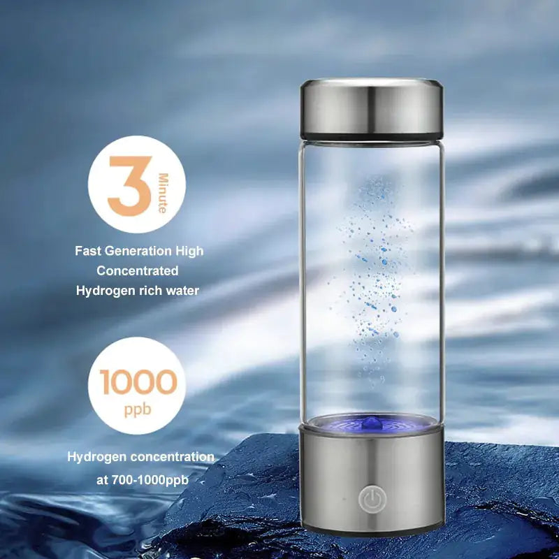 HydroVibe Hydrogen Water Bottle – Portable Electrolysis Wellness Elixir