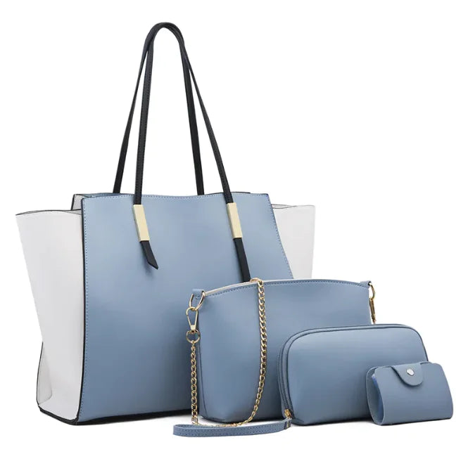 Luxe4 Women's 4-Piece Leather Bag Set