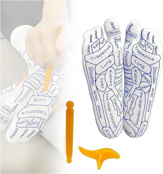 Reflexology Socks with Foot Massage Tool – Acupressure Wellness Set