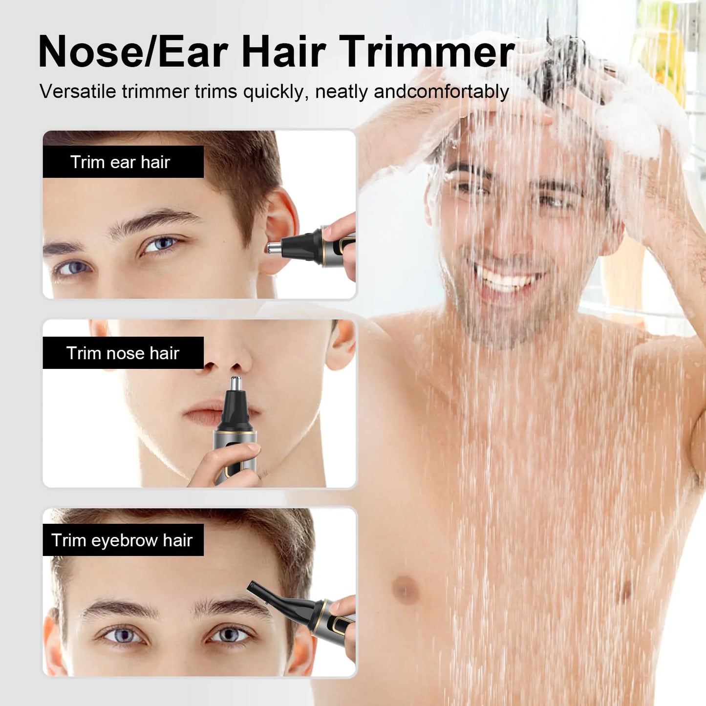 USB Rechargeable Nose & Ear Hair Trimmer – Waterproof Precision Groomer