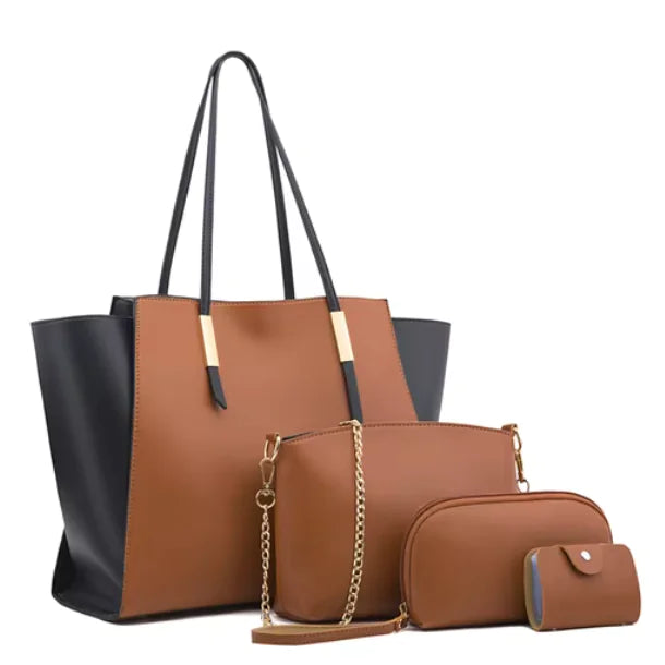 Luxe4 Women's 4-Piece Leather Bag Set