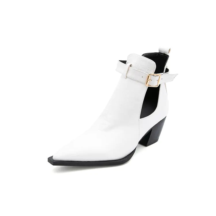 Snake Print Short Ankle Boots with Belt for Women