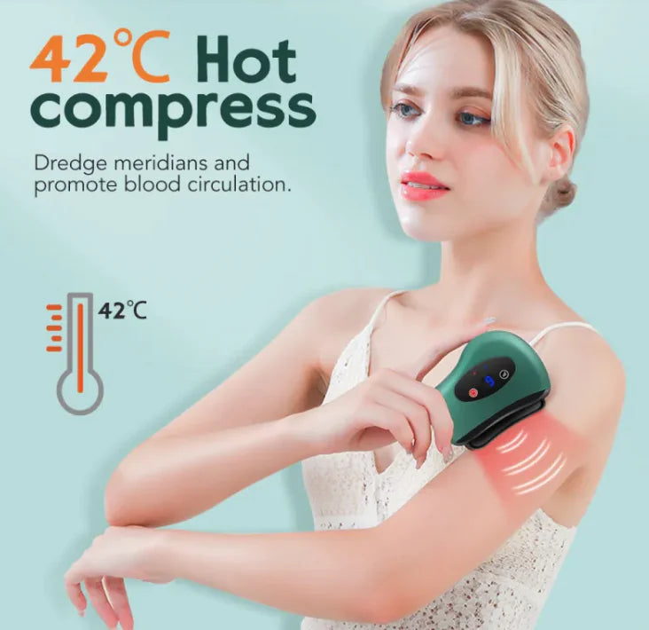 Heated Vibrating Gua Sha Tool – Electric Face & Neck Lifting Massage Stone