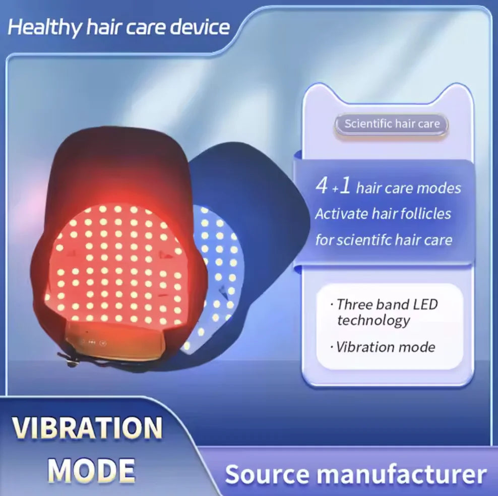 LED Hair Growth Therapy Cap with Red & Blue Light – Stimulates Regrowth and Helps Reduce Chemotherapy-Related Hair Loss