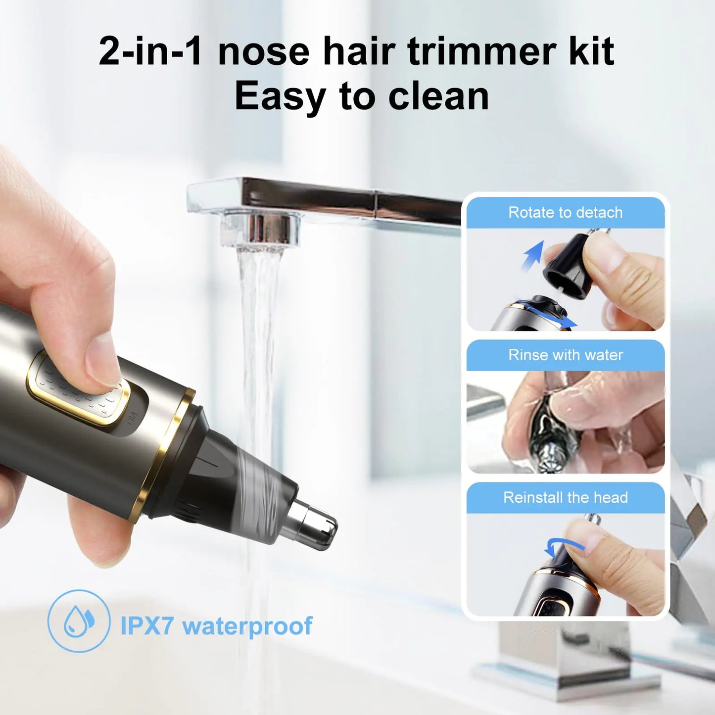 USB Rechargeable Nose & Ear Hair Trimmer – Waterproof Precision Groomer