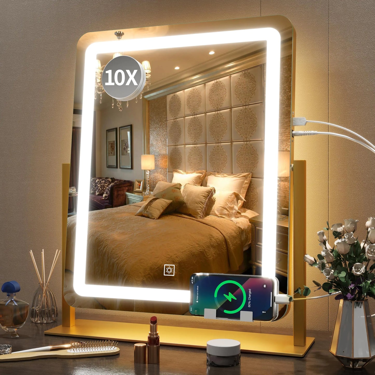 FENNIO Vanity Mirror with Lights 22 Inch- LED Lighted Makeup Mirror,Large Makeup Mirror