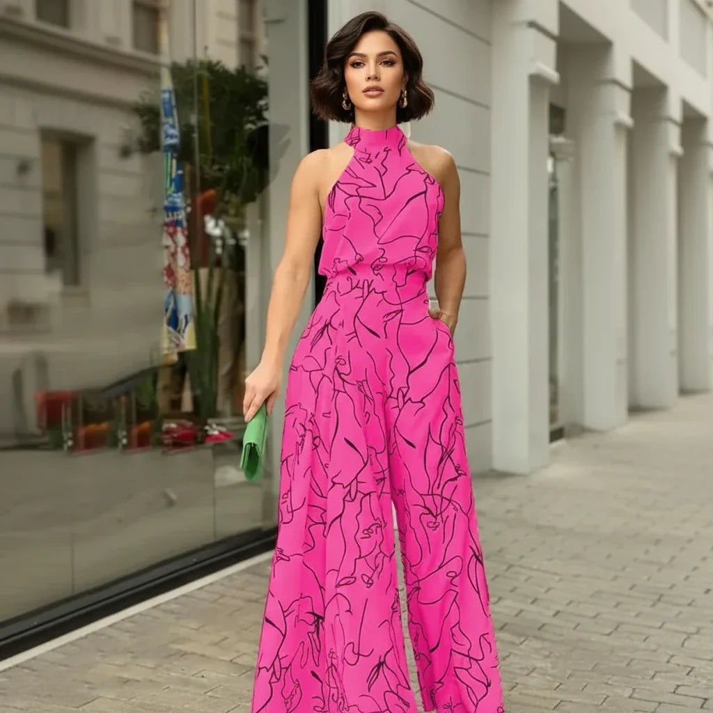 Halter Neck Sleeveless Jumpsuit – Bold Summer Style