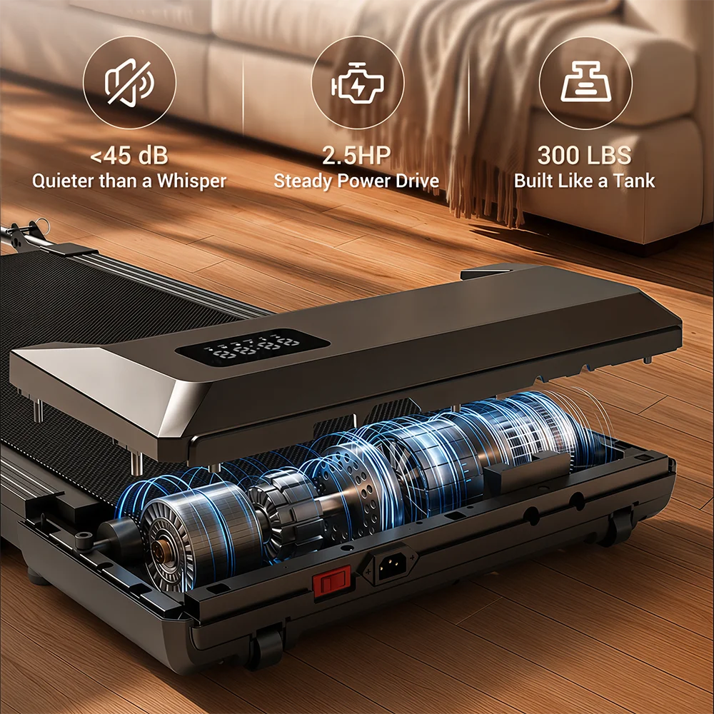 Superun foldable 2-in-1 treadmill with 6% incline, walking pad, 300 LBS carrying capacity, under-table treadmill for home office with app & remote control, running and jogging machine