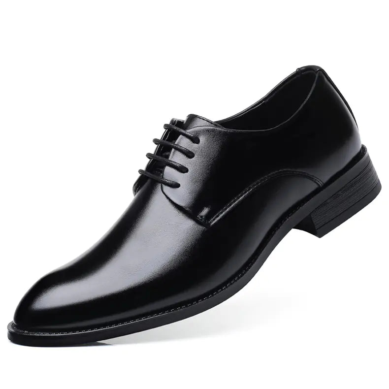Classic Leather Derby Business Shoes for Men – Genuine Cowhide & Comfort Grip
