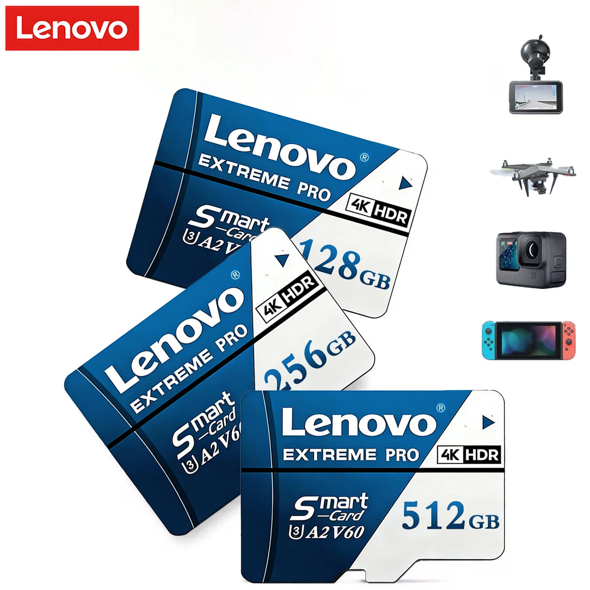 Lenovo Hot Sale Extreme Pro Micro SD Card Class10 High-Speed Memory Card V60 U3 4K TF Card Multiple Sizes for Camera Phone Drone