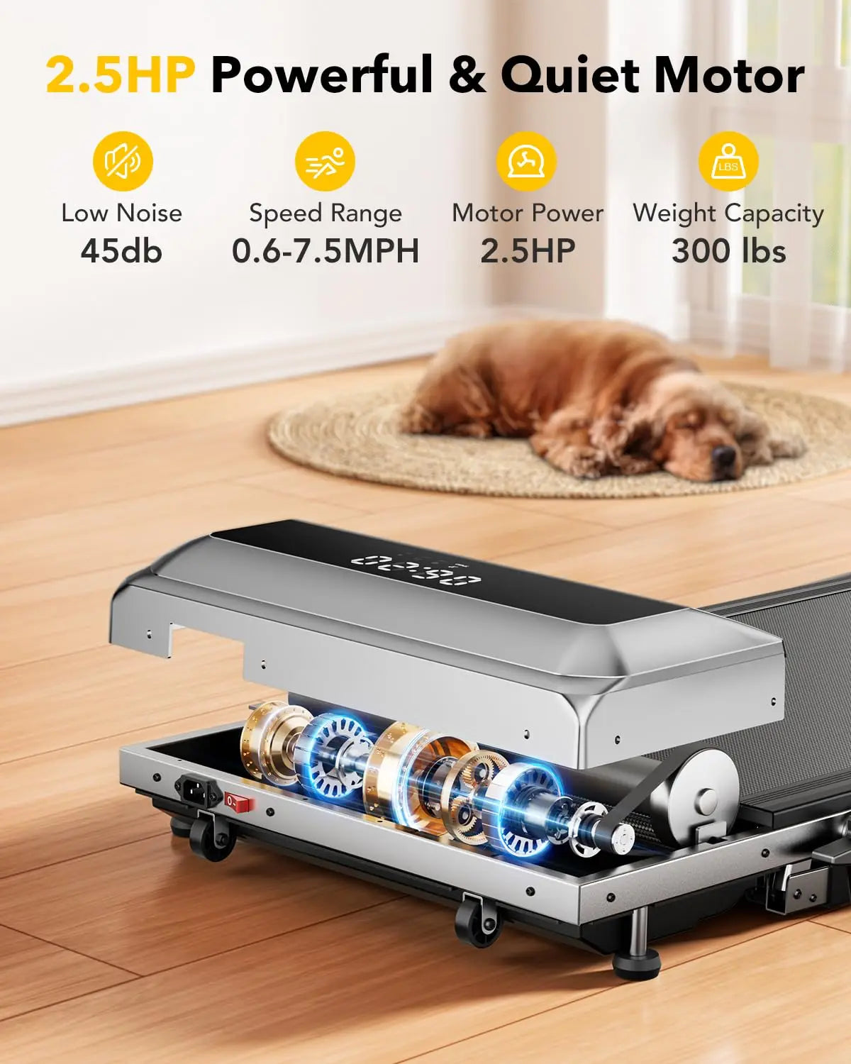 Toputure 2-in-1 Treadmill: 12km/h Walking Pad, 7% Incline, 2.5HP Motor, Foldable Design, 40cm Extra-wide Belt, With Data Memory