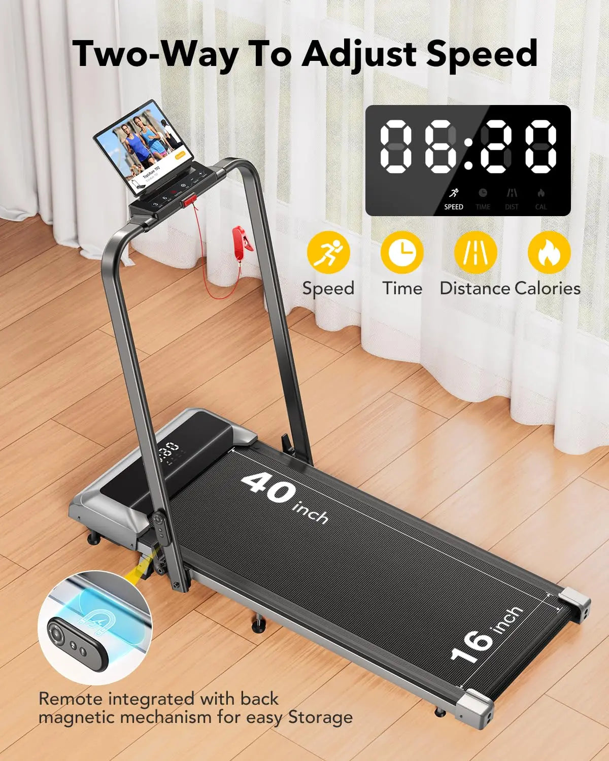 Toputure 2-in-1 Treadmill: 12km/h Walking Pad, 7% Incline, 2.5HP Motor, Foldable Design, 40cm Extra-wide Belt, With Data Memory