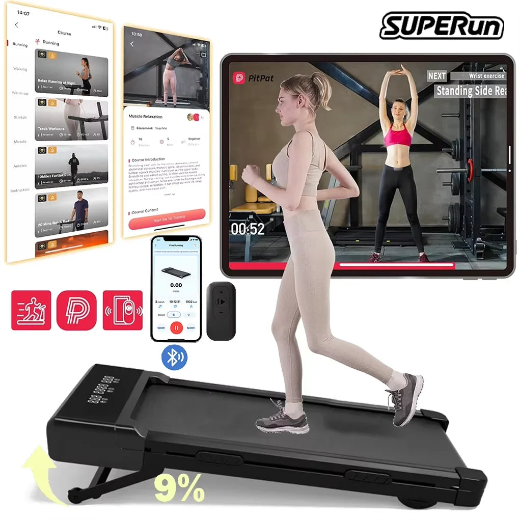 Foldable Treadmill 9% Incline 3.8mph/6kph Walking Pad for Home Treadmills LCD Screen APP Monitoring 3.0HP Motor Exercise Machine