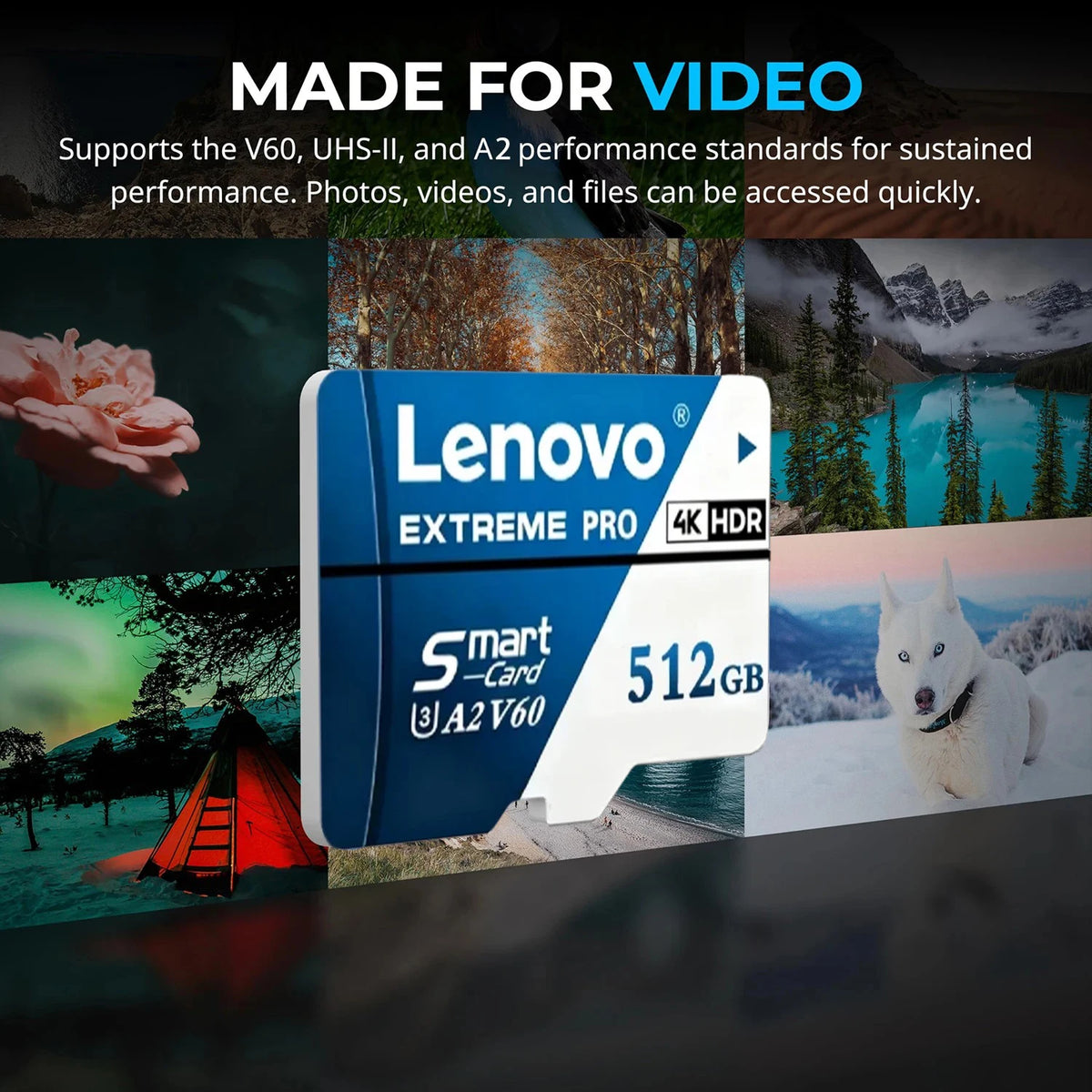 Lenovo Hot Sale Extreme Pro Micro SD Card Class10 High-Speed Memory Card V60 U3 4K TF Card Multiple Sizes for Camera Phone Drone
