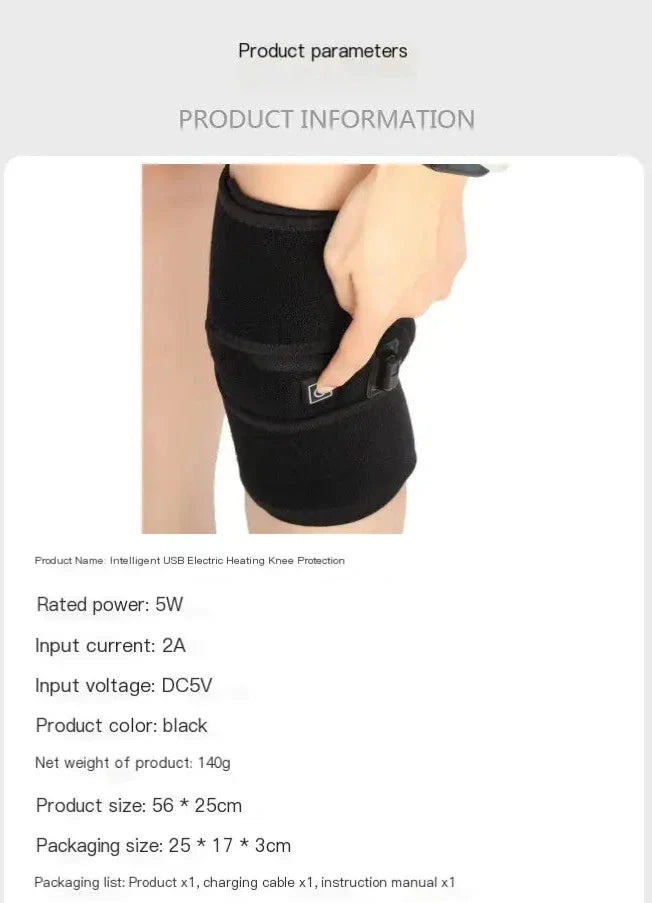 Smart USB Heated Knee Pads – Adjustable Warming Brace for Pain Relief & Cold Weather Comfort