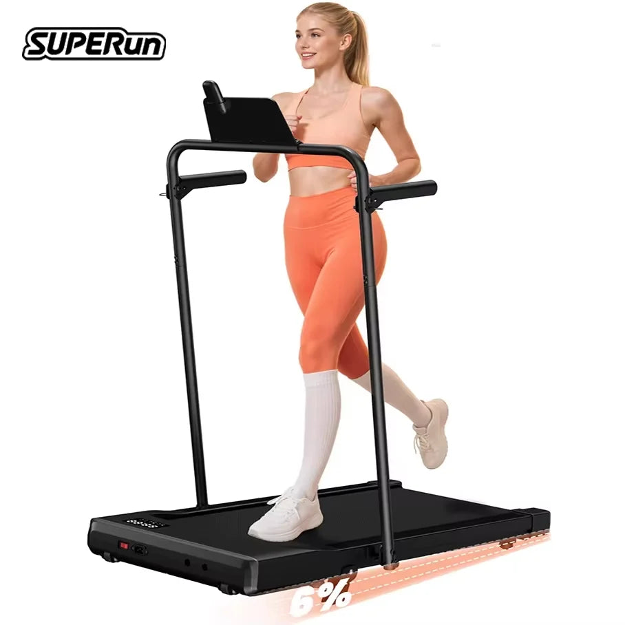 Superun foldable 2-in-1 treadmill with 6% incline, walking pad, 300 LBS carrying capacity, under-table treadmill for home office with app & remote control, running and jogging machine