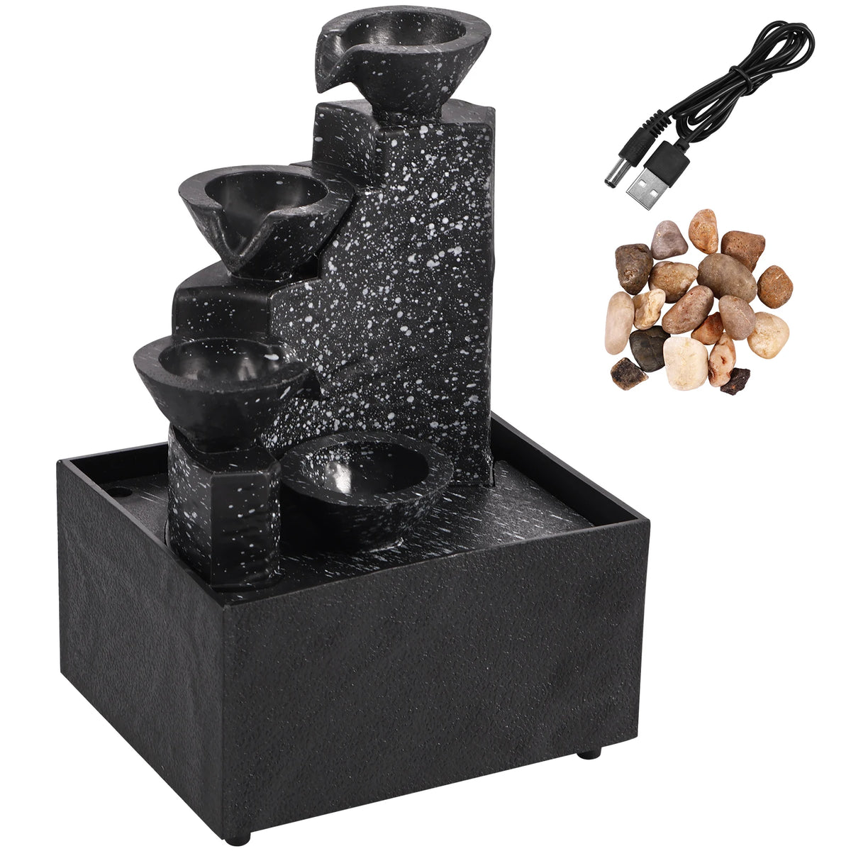 Tabletop Waterfall Decor Water Fountain Desktop Ornaments Feng Shui Flowing Water Waterfall Tabletop Landscape Decoration