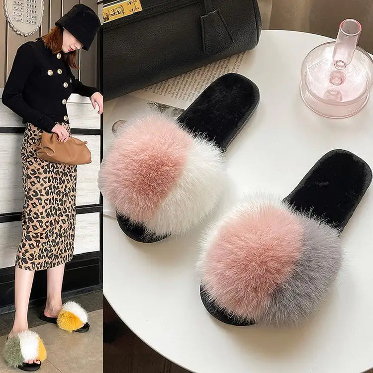 Women's Plush Winter Slippers - Fluffy & Soft