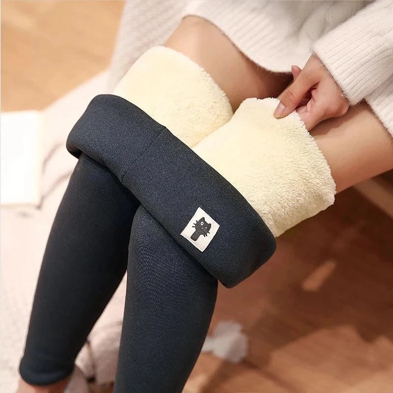 High-Waist Fleece-Lined Thermal Leggings – Skinny Winter Tights