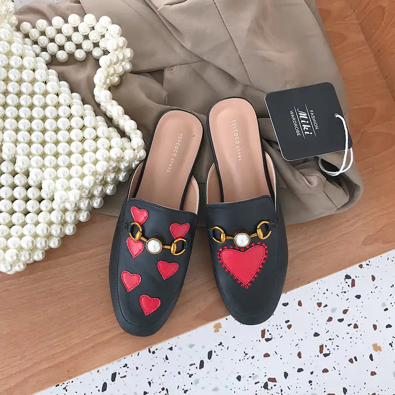 Asymmetric Rhinestone Low-Heeled Women's Shoes