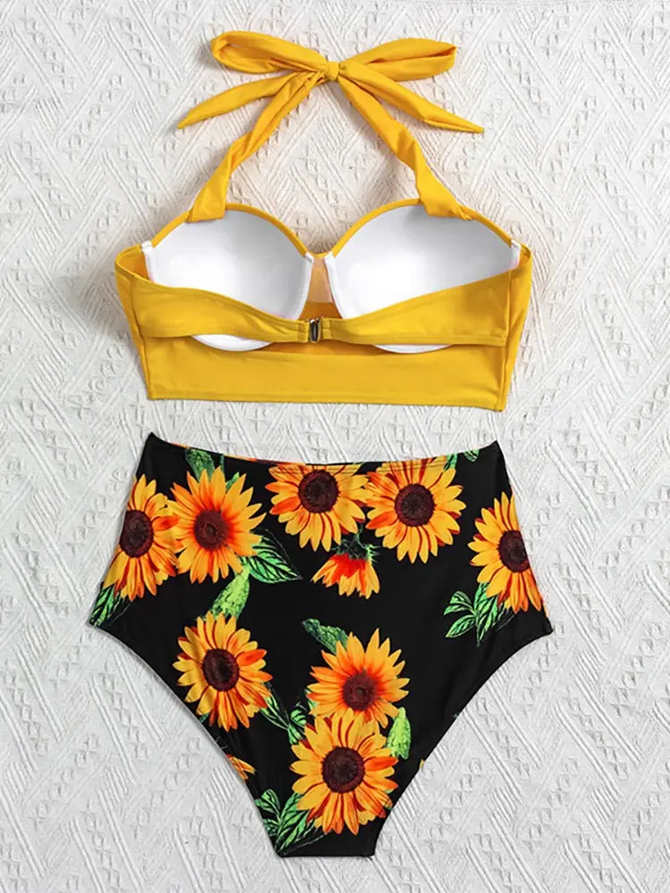Sunflower High-Waist Bikini Set
