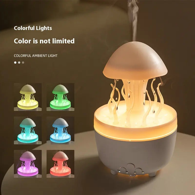 Color-Changing Jellyfish Aroma Diffuser & Humidifier – Rotating Water Drop Night Lamp