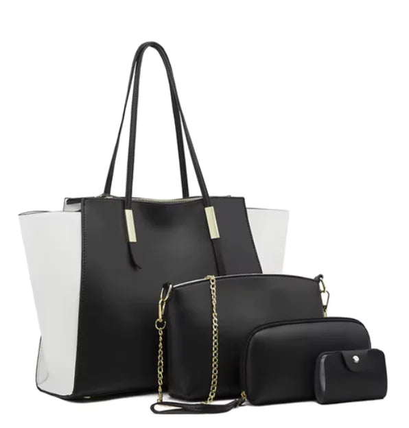 Luxe4 Women's 4-Piece Leather Bag Set