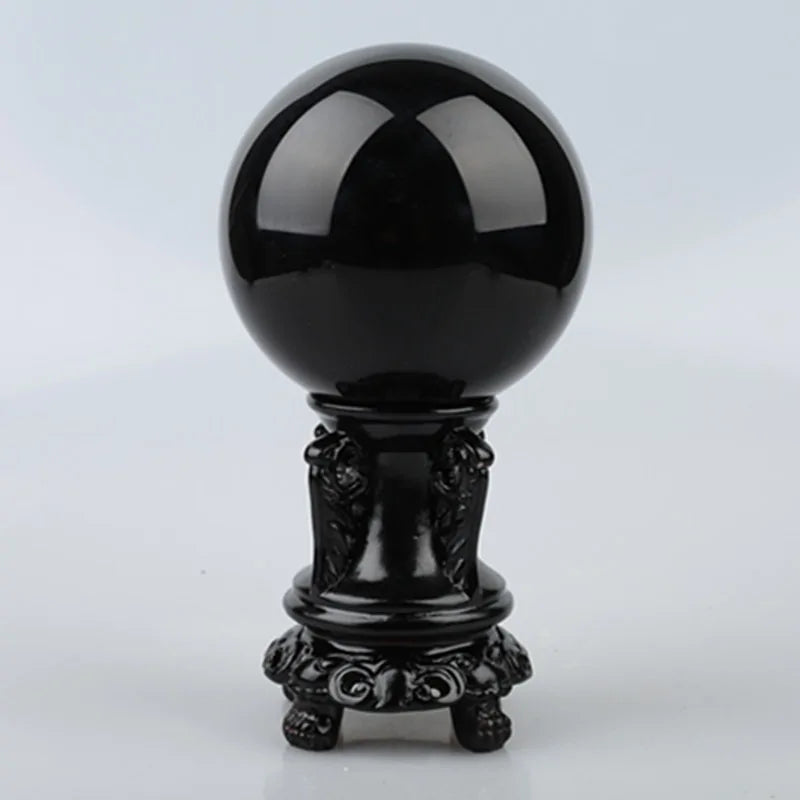 Natural Obsidian Crystal Ball – Black Stone Sphere for Home & Desk Décor