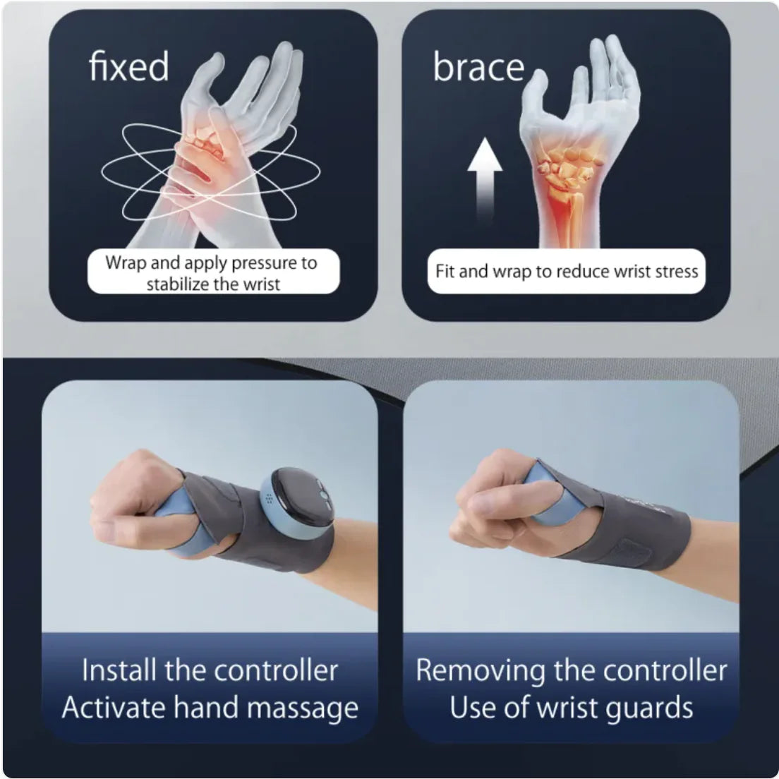 Heated EMS Wrist Massager & Support Brace – Rechargeable Wristband