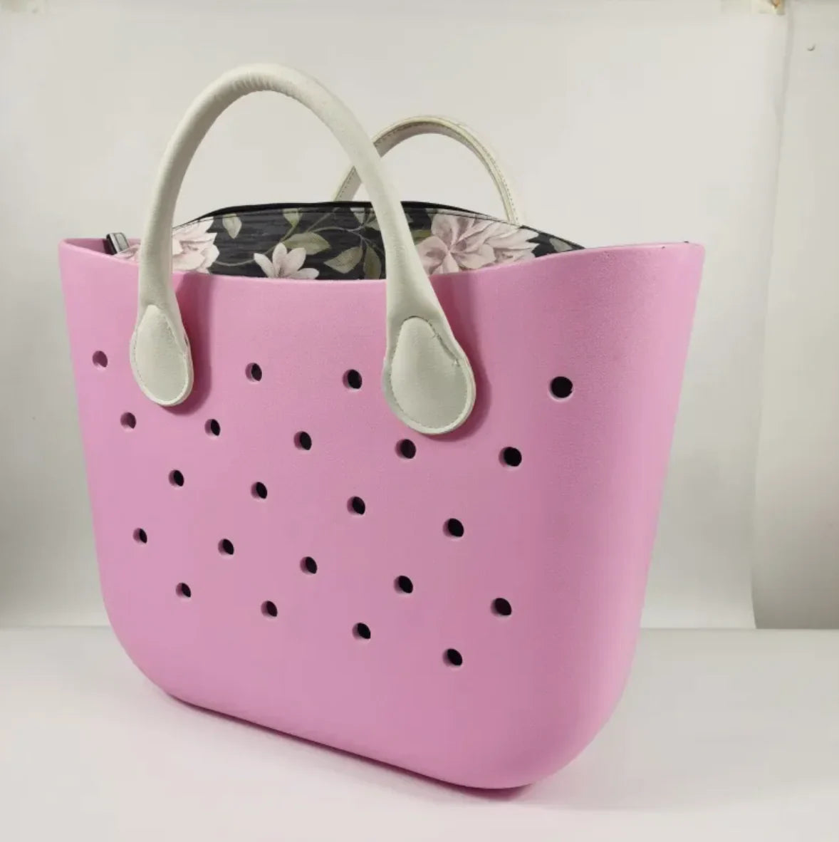 Candy Color PU Tote Handbag – Women’s Floral Lined Shopping & Beach Bag