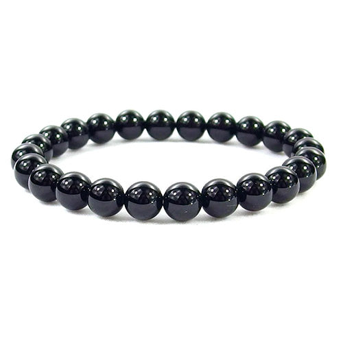 Pulseira de Obsidiana Negra - Esferas 8 mm | Unidade | Diâmetro: Aprox. 5 cm (esta pulseira é elástica)