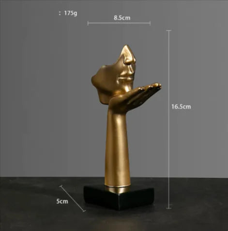 Abstract Face & Hand Resin Sculpture – Modern Home Décor Accent